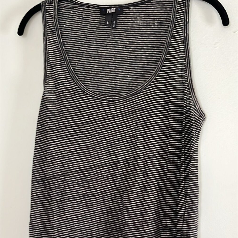 PAIGE 100% Linen Striped Tank SZ Sm Sporty‎ Classy Leisure Comfort Spring Summer